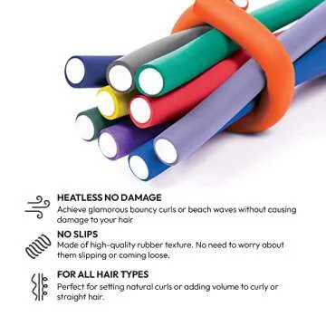 Red by Kiss Flexi Rods 7", 3/4" Diameter - Heatless Hair Curler for 90S Glamorous Bouncy Curls Beach Waves, No Slips, Sleep Styler (5 PCS x 3 PACKS)