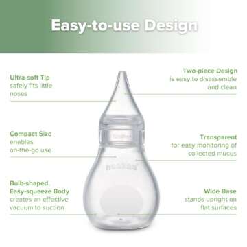 Haakaa Silicone Baby Nasal Aspirator | Nose Bulb Syringe | Easy-Squeezy Baby Nose Cleaner, Newborn Infant &Toddler - BPA Free Silicone