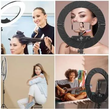 JJ JIANJIN Ring Light Kit:18"/45cm Outer 55W6700k Dimmable LED Light, Tripod Stand, Remote Controller,Box for Camera,Smartphone,YouTube,TikTok,Self-Portrait Shooting,CRI90,Black