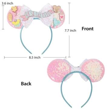 UNSPAZ Mouse Ears Headband, Sparkly Birthday Accessories for Girls and Women