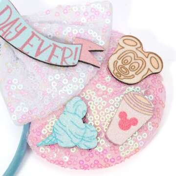 UNSPAZ Birthday Mouse Ears Headband for Women Girls