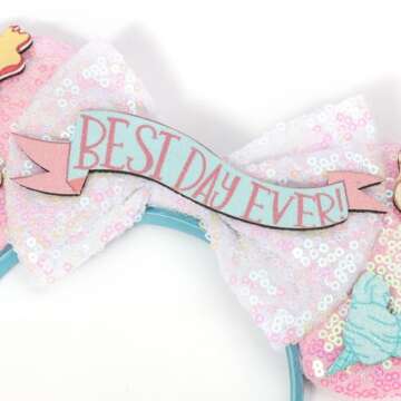 UNSPAZ Birthday Mouse Ears Headband for Women Girls