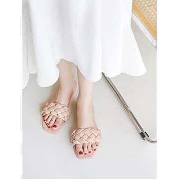 RAGEFIVE Comfortable Braided Sandals for Women Slip On