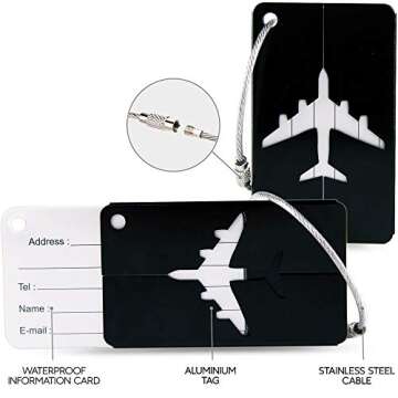 Travel Bottles & Aluminum Luggage Tags for Travel TSA Approved Toiletry Bag 12 Pack Premium Travel Accessories Travel Size Toiletries Leak Proof Refillable Travel Container for Toiletries Travel Kit