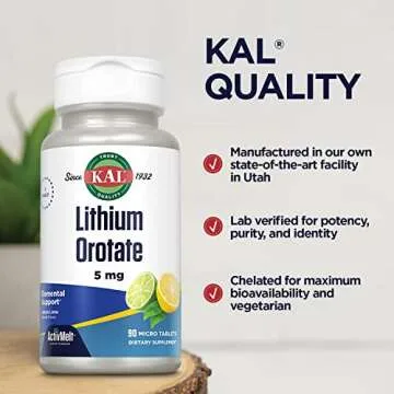 Mood Support with KAL Lithium Orotate ActivMelt 5mg