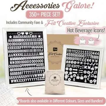 Black Felt Letter Board Baby Announcement Sign with Rustic Wood White Frame - Rustic Farmhouse Letter Board Sign with Stand - 10x10 Felt Board Changeable Message Board with 350 Letter Set