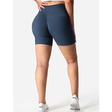 YEOREO Women Intensify Athletic Shorts Seamless Scrunch Workout Shorts High Waisted Active Gym Yoga Shorts Tuxedo Blue S