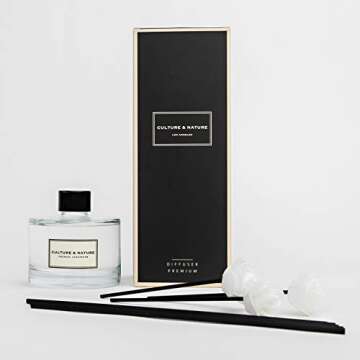 CULTURE & NATURE Reed Diffuser Set 6.7oz (200ml) French Lavender Scented Diffuser with Sticks Home F...