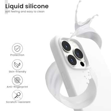 ORNARTO Compatible with iPhone 13 Pro Max Case 6.7", Slim Liquid Silicone 3 Layers Full Covered Soft Gel Rubber Case Cover 6.7 inch-White