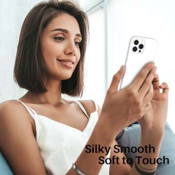 ORNARTO Compatible with iPhone 13 Pro Max Case 6.7", Slim Liquid Silicone 3 Layers Full Covered Soft Gel Rubber Case Cover 6.7 inch-White