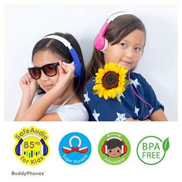 BuddyPhones Discover - Safe Kids Headphones for All Devices