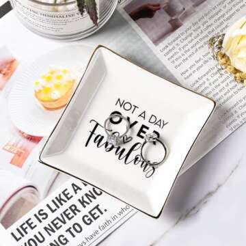 LZBALUYO Birthday Gifts for Women Jewelry Trinket Dish - Not a day over Fabulous