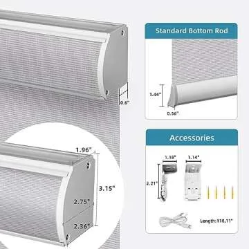 SmartWings Motorized Light Filtering Shades, Work with Matter Homekit Z-Wave Alexa Google, 70% Blackout Shades Translucent, Cordless Blinds with Remote Rechargeable, Max 110" W x 148" H, Safari Smoke