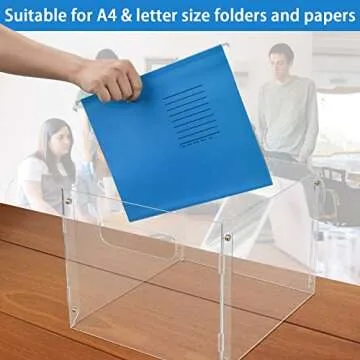 Letter-Size Hanging File Folder Organizer, Acrylic Hanging File Folder Box with Side Handles, Portable Desktop File, File Crate Folder Bin Storage for A4, Modern Flexible Design, Decorate Home Office