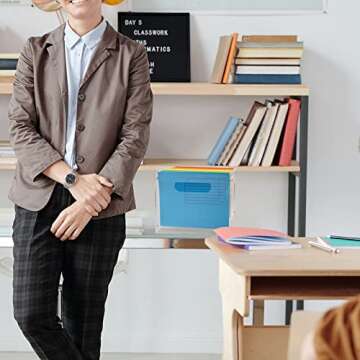 Letter-Size Hanging File Folder Organizer, Acrylic Hanging File Folder Box with Side Handles, Portable Desktop File, File Crate Folder Bin Storage for A4, Modern Flexible Design, Decorate Home Office