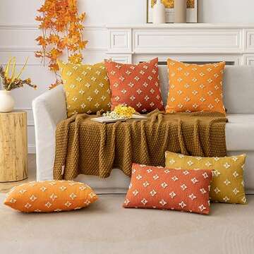 ANRODUO 2Pack Yellow Boho Decorative Throw Pillow Covers 12x20