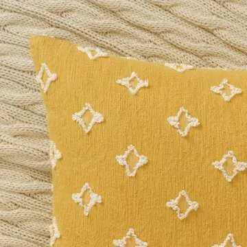 ANRODUO Yellow Boho Decorative Throw Pillow Covers - 2 Pack