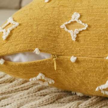 ANRODUO Yellow Boho Decorative Throw Pillow Covers - 2 Pack