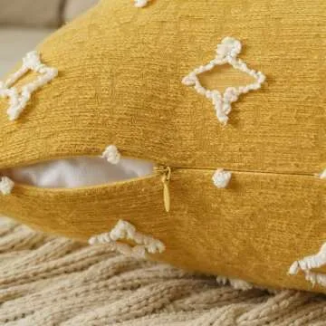 ANRODUO Yellow Boho Decorative Throw Pillow Covers - 2 Pack