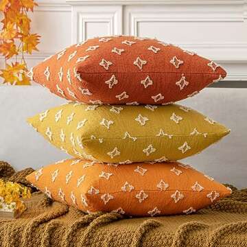 ANRODUO Yellow Boho Decorative Throw Pillow Covers - 2 Pack