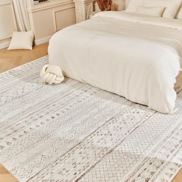 5x7 Area Rugs for Living Room Rugs, Washable Rug Neutral Carpet Soft Boho Rug for Bedroom, Large Are...