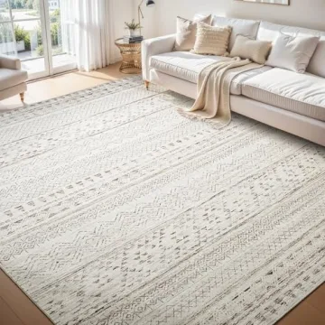 5x7 Area Rugs for Living Room Rugs, Washable Rug Neutral Carpet Soft Boho Rug for Bedroom, Large Area Rug for Play Room Dining Room Rug Indoor Brown