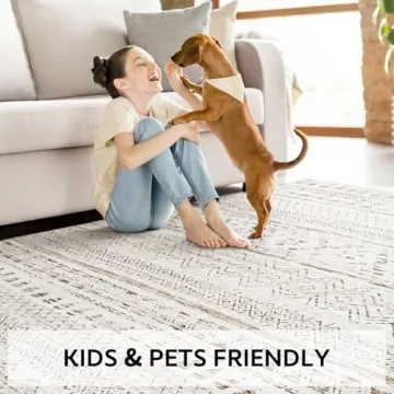 5x7 Area Rugs for Living Room Rugs, Washable Rug Neutral Carpet Soft Boho Rug for Bedroom, Large Area Rug for Play Room Dining Room Rug Indoor Brown