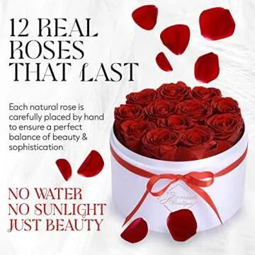 GLAMOUR BOUTIQUE Flowers Forever in a Box 12 Preserved Roses in Velvet Box for Delivery, Valentine's Day Gifts for Her, Birthday, for Women, Eternal Rose for Wife, Mom Flower - Red