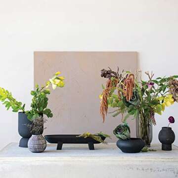 Bloomingville Mango Wood Footed, Black Tray