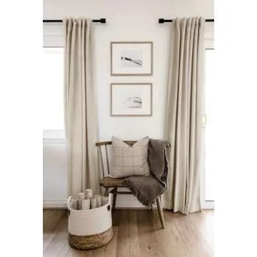 100% Blackout Shield Linen Blackout Curtains for Bedroom 96 Inches Long, Back Tab/Rod Pocket Living Room Drapes, Thermal Insulated Blackout Curtains 2 Panels Set, 50" W x 96" L, Oatmeal