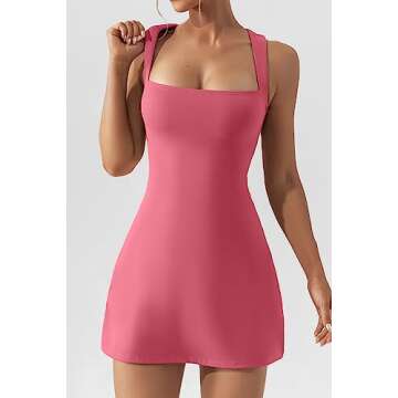 QINSEN Women's Square Neck Mini Dress for Any Occasion