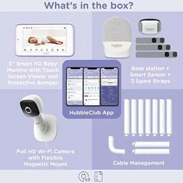 Hubble Connected Award-Winning Guardian Pro Smart Wi-Fi Enabled Baby Movement Monitor for Heart Rate & Breathing Supervision, Features HD Baby Camera with Preloaded Soothing Sounds and White Noise