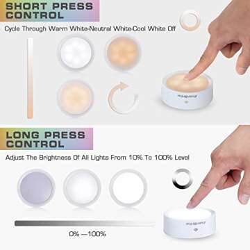 EverBrite Puck Lights with Remote, Wireless LED Battery Operated, Under Cabinet Timer, Stick on Light, Closet Light Dimmable for Closet, Bedroom, Included (6-Pack)