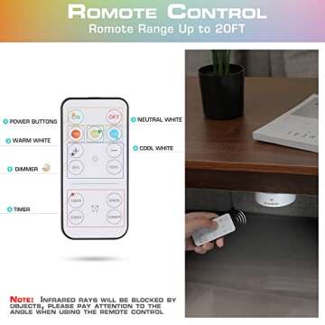 EverBrite Puck Lights with Remote, Wireless LED Battery Operated, Under Cabinet Timer, Stick on Light, Closet Light Dimmable for Closet, Bedroom, Included (6-Pack)