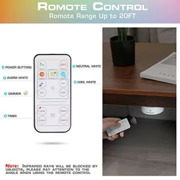 EverBrite Puck Lights with Remote, Wireless LED Battery Operated, Under Cabinet Timer, Stick on Light, Closet Light Dimmable for Closet, Bedroom, Included (6-Pack)