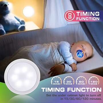 EverBrite Puck Lights with Remote, Wireless LED Battery Operated, Under Cabinet Timer, Stick on Light, Closet Light Dimmable for Closet, Bedroom, Included (6-Pack)