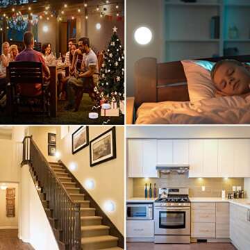 EverBrite Puck Lights with Remote, Wireless LED Battery Operated, Under Cabinet Timer, Stick on Light, Closet Light Dimmable for Closet, Bedroom, Included (6-Pack)