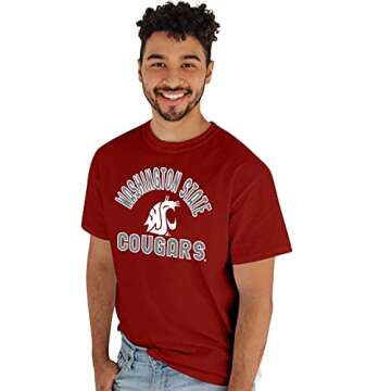 Blue 84 Men's Washington State Cougars T Shirt Line Up Team Color, Washington State Cougars Cardinal, X-Large