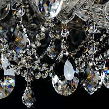Potchen 26 Pcs Chandelier Crystals Replacement Set 38 mm Clear Teardrop Prisms Chandelier Ornament Decorations Hanging Icicle Replacement Parts for Window Wedding Lighting Lamp Decoration