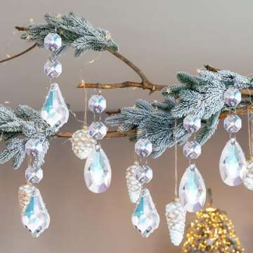 Potchen 26 Pcs Chandelier Crystals Replacement Set 38 mm Clear Teardrop Prisms Chandelier Ornament Decorations Hanging Icicle Replacement Parts for Window Wedding Lighting Lamp Decoration