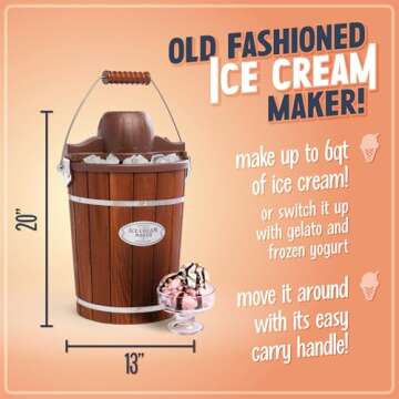 Nostalgia Electric Ice Cream Maker - Old Fashioned Soft Serve Ice Cream Machine Makes Frozen Yogurt ...