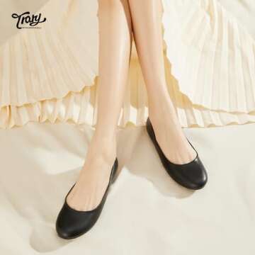 Trary Black Flats for Women, Flat Shoes Dressy Comfortable, Ballet Flats Size 9