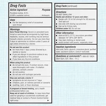 Betadine Antiseptic Medicated Gargle, 8 FL OZ - Sore Throat Relief, Mint Flavor