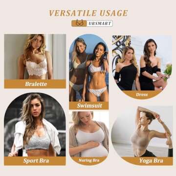 URSMART 5 Pairs Round Bra Inserts Pads, Removable and Washable Bra Cups Inserts for Bikinis Top Swimsuit Sport Bra (A/B Beige White Black 5 Pairs)