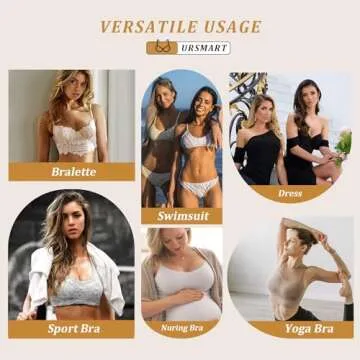 URSMART 5 Pairs Round Bra Inserts Pads, Removable and Washable Bra Cups Inserts for Bikinis Top Swimsuit Sport Bra (A/B Beige White Black 5 Pairs)