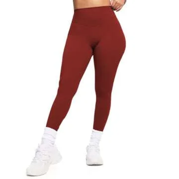 Aoxjox Women’s Workout Leggings Hidden Scrunch Butt Lifting High Waist Tummy Control Gym Training Yoga Pants 27" (Burgundy, Medium)