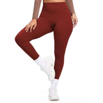 Aoxjox Women’s Workout Leggings Hidden Scrunch Butt Lifting High Waist Tummy Control Gym Training Yoga Pants 27" (Burgundy, Medium)
