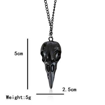 YOOESTORES82 Punk Metal Crow Skull Necklace. Hip Hop 3D Animal Bird Skull Pendant Necklace, Men Wome...