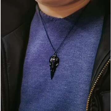 YOOESTORES82 Punk Metal Crow Skull Necklace. Hip Hop 3D Animal Bird Skull Pendant Necklace, Men Women Vintage Gothic Halloween Jewelry