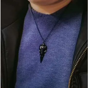 YOOESTORES82 Punk Metal Crow Skull Necklace. Hip Hop 3D Animal Bird Skull Pendant Necklace, Men Women Vintage Gothic Halloween Jewelry